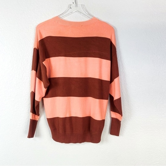 LOFT Wide Striped Poncho Sweater Peach/Sand Size XXS - Picture 6 of 9